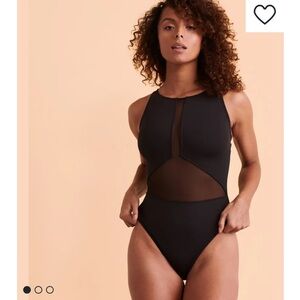 Blue Rod Beattie Black «Don’t mesh with me» High Neck One-piece Swimsuit size:10
